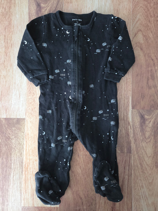 Pyjama petit lem - 9 mois légèrement décoloré au zip haut